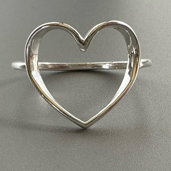 Sterling Silver Open Heart Ring - Minimalist Love Jewelry - Picture 13 of 14